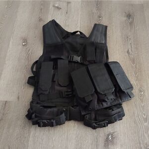 Vism Black Mesh Tactical Vest Cross Draw Adjustable S-L Shooting Vest